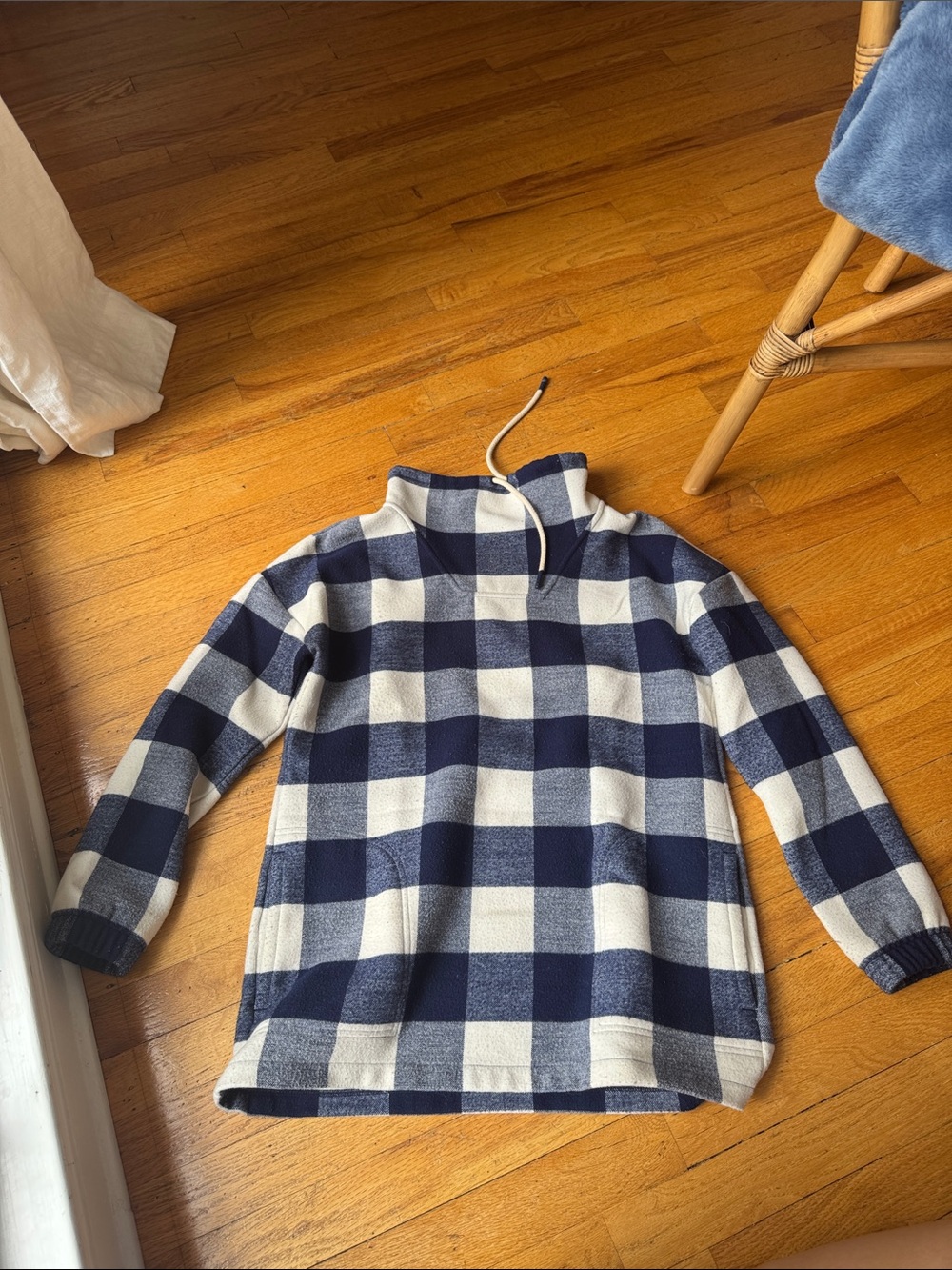 Vineyard Vines Navy and White Buffalo Check Pullover Hoodie